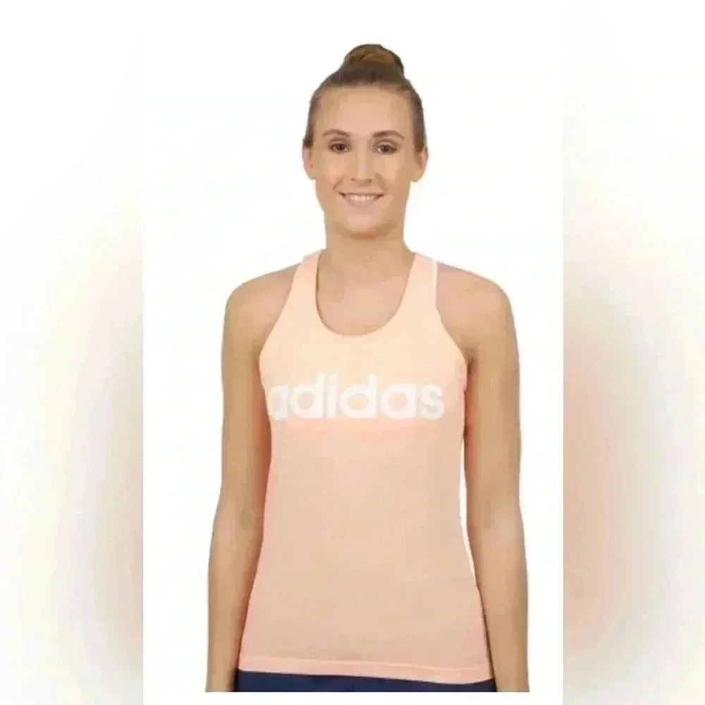 Adidas Essentials  Linear Slim light salmon white Tank Top size Xs